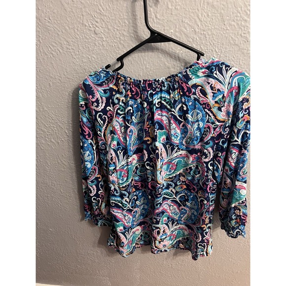 Talbots Multicolor Womens Size Small V-Neck 3/4 Sleeve Top - Picture 4 of 6